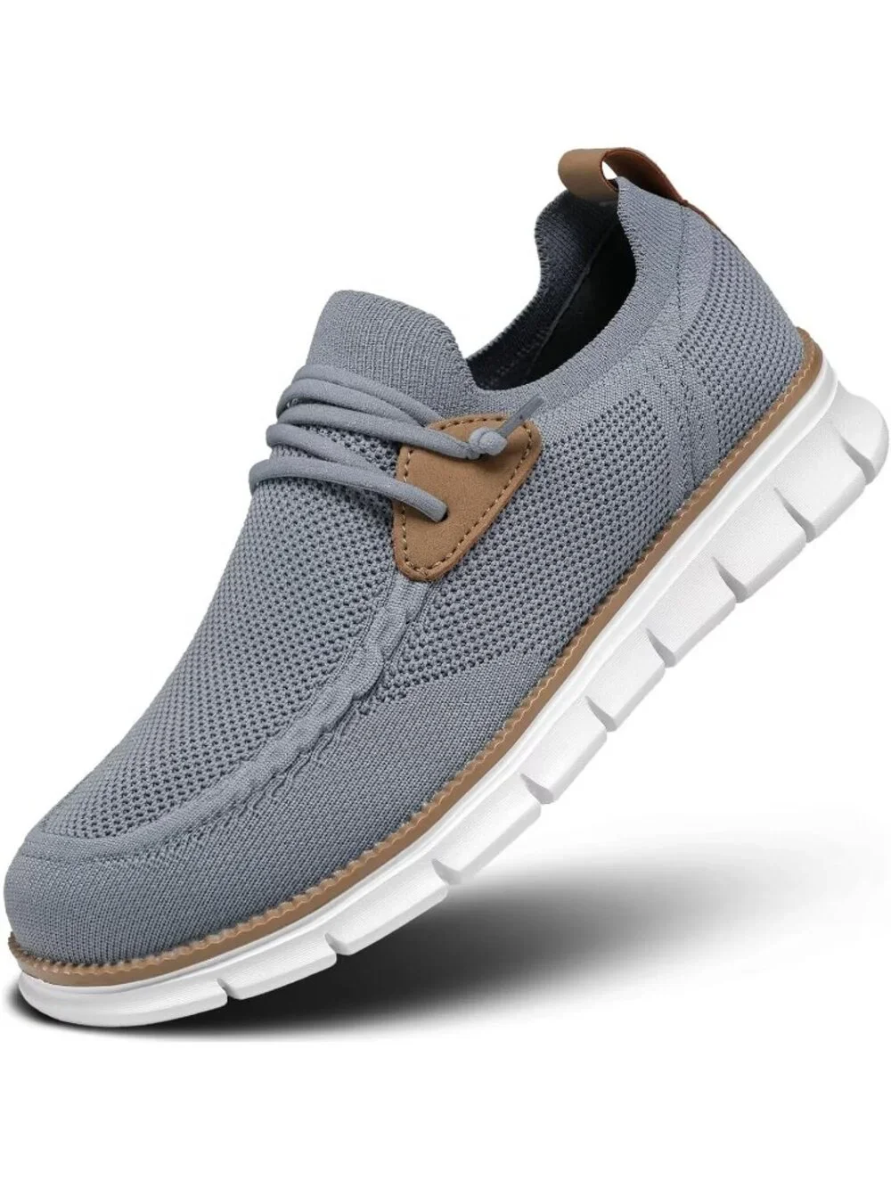 Men's Grey White Loafers Slip On Walking Dress Casual Business Oxfords Sneakers